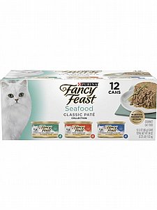 מארז 12 י"ח מזון לח ומלא Fancy Feast לחתול פטה דג קוד, סול ושרימפס מארז 12 י"ח מזון לח ומלא Fancy Feast לחתול פטה דג קוד, סול ושרימפס