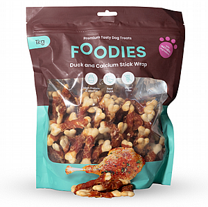 חטיף Foodies עצמות קלציום בליפוף ברווז 1 ק"ג חטיף Foodies עצמות קלציום בליפוף ברווז 1 ק"ג