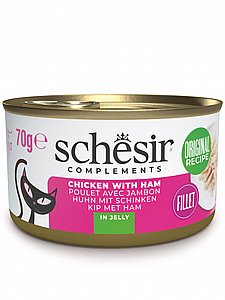 שזיר Schesir מזון משלים - פילה עוף עם חזיר (Ham) בג'לי 70 גרם שזיר Schesir מזון משלים - פילה עוף עם חזיר (Ham) בג'לי 70 גרם