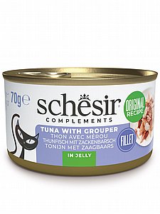 שזיר Schesir מזון משלים - פילה טונה עם לוקוס (Grouper) בג'לי 70 גרם שזיר Schesir מזון משלים - פילה טונה עם לוקוס (Grouper) בג'לי 70 גרם