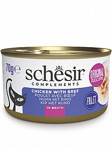 שזיר Schesir מזון משלים - פילה עוף עם בקר בציר (In Broth) 70 גרם שזיר Schesir מזון משלים - פילה עוף עם בקר בציר (In Broth) 70 גרם