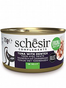 שזיר Schesir מזון משלים - פילה טונה עם פארידה (Dentex) בג'לי 70 גרם שזיר Schesir מזון משלים - פילה טונה עם פארידה (Dentex) בג'לי 70 גרם