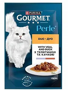 פורינה - Purina Perle פאוץ' נתחי עגל וברווז 85 גרם פורינה - Purina Perle פאוץ' נתחי עגל וברווז 85 גרם